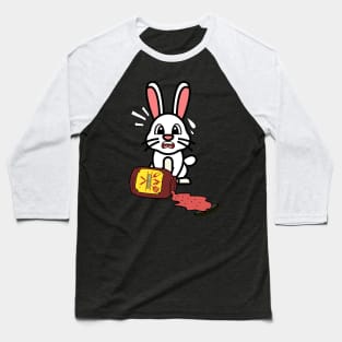 Funny Bunny Spills BBQ Sauce Baseball T-Shirt